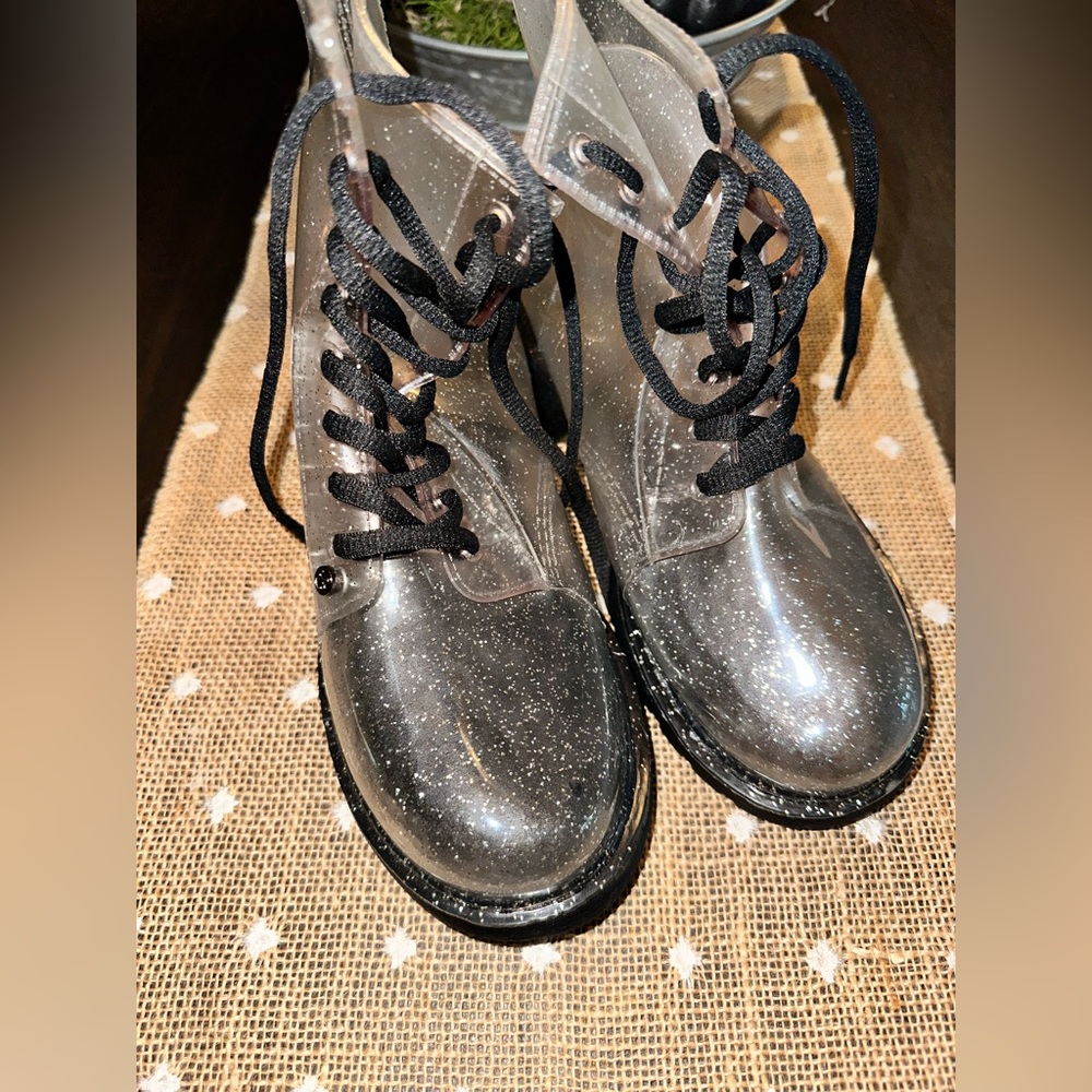 G-Six Workshop Clear Ankle Boots Sz. 5